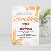 Hochzeit im Herbst Einladung Orange Moderne Schrif (Stehend Vorderseite)