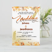 Hochzeit im Herbst Einladung Orange Moderne Schrif (Stehend Vorderseite)