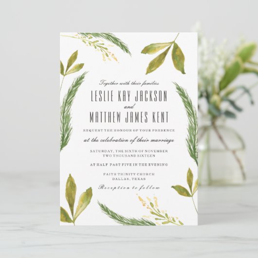 Hochzeit im Herbst Einladung - Rustikale Ernte Grü (Stehend Vorderseite)