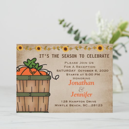 Hochzeit im Herbst Empfang Einladung (Stehend Vorderseite)