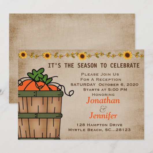 Hochzeit im Herbst Empfang Einladung (Vorne/Hinten)