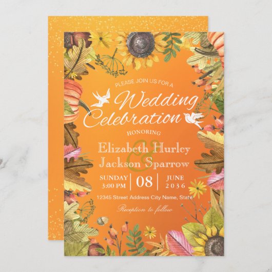 Hochzeit im Herbst Feier Herbstmapfelleaf Pumpkin Einladung (Vorne/Hinten)