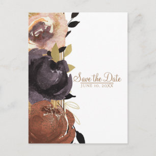 Hochzeit im Herbst Fett Glam Blume Save the Date Ankündigungspostkarte