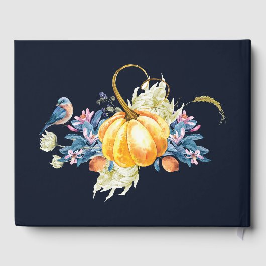 Hochzeit im Herbst Floral Pumpkin Gästebuch (Rückseite)