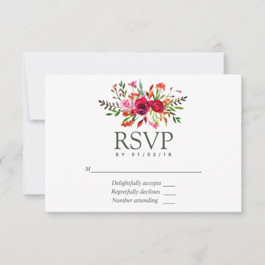 Hochzeit im Herbst Floral RSVP Karte (Vorderseite)
