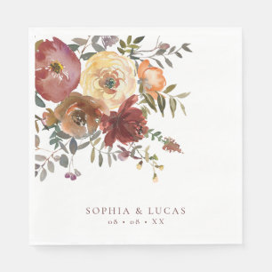 Hochzeit im Herbst Floral Rust Burgundy Serviette