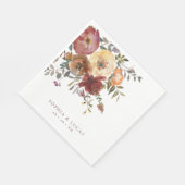 Hochzeit im Herbst Floral Rust Burgundy Serviette (Ecke)