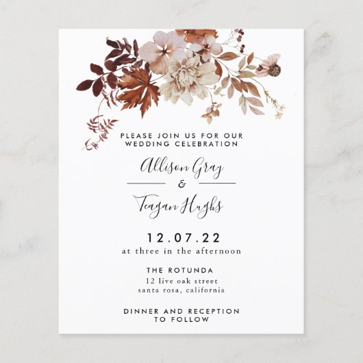 Hochzeit im Herbst | Flyer Haushalt (Vorne)