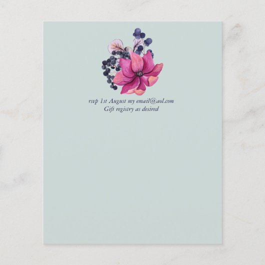 Hochzeit im Herbst Fuchsia Sage Herbst lädt zum HA (Rückseite)