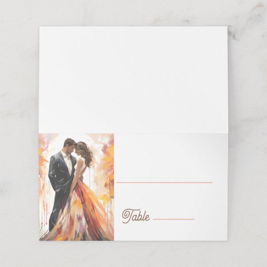 Hochzeit im Herbst für Herbst - künstlerische Plat Platzkarte (Außenseite Aufgefaltet)
