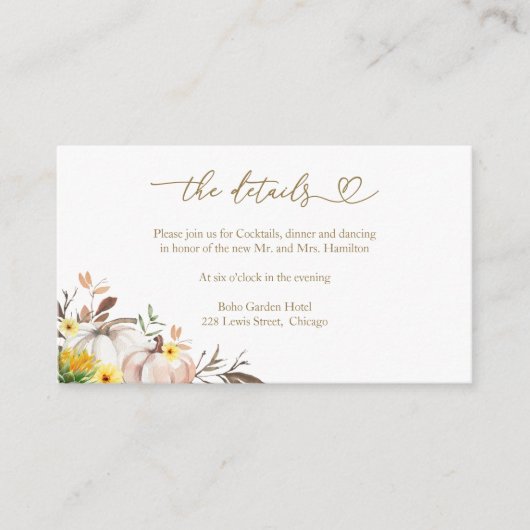 Hochzeit im Herbst für Sonnenblumen Begleitkarte (Vorderseite)