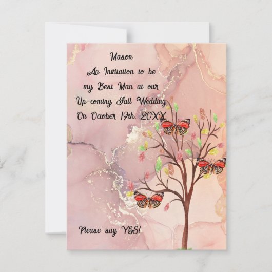 Hochzeit im Herbst für Trauzeuge anfordern Einladung (Vorderseite)