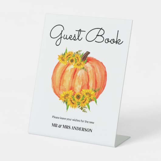 Hochzeit im Herbst Gästebuch-Schild Sockelschild (Vorderseite)