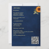 Hochzeit im Herbst-Gelbe Sonnenblume in einem Einladung (Rückseite)