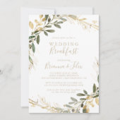 Hochzeit im Herbst Geometric Gold Greenery Einladung (Vorderseite)