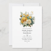 Hochzeit im Herbst Gold und Evergreen Einladung (Vorderseite)