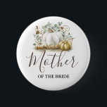 Hochzeit im Herbst Gold und Weiß Pumpkin Button<br><div class="desc">Hochzeitsknopf für Mutter,  Vater,  Schwester,  Bruder der Braut oder des Bräutigams</div>