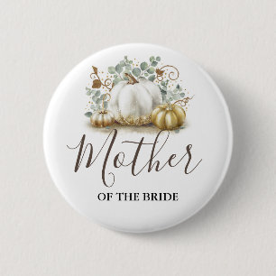 Hochzeit im Herbst Gold und Weiß Pumpkin Button