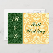 Hochzeit im Herbst Green Tan Monogram Custom Postc Postkarte (Vorne/Hinten)