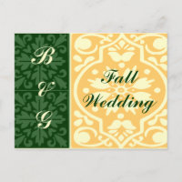 Hochzeit im Herbst Green Tan Monogram Custom Postc