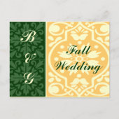 Hochzeit im Herbst Green Tan Monogram Custom Postc Postkarte (Vorderseite)