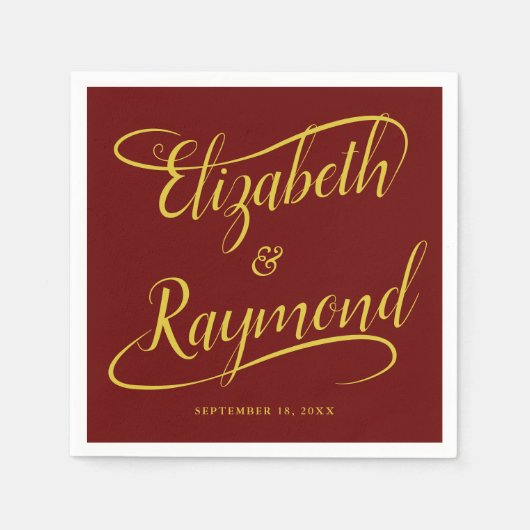 Hochzeit im Herbst Handgeschriebene Kalligrafie El Serviette (Vorderseite)