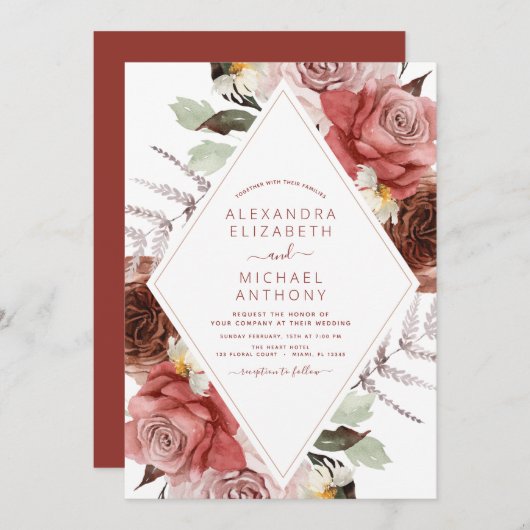 Hochzeit im Herbst Herbst Eukalyptus floraler Herb Einladung (Vorne/Hinten)