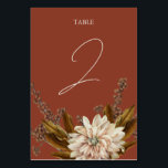 Hochzeit im Herbst Herbst Flora und Fauna Tischnummer<br><div class="desc">Eine elegante Terrakotta erdigen Töne fallen Aquarell Kalligraphie Signatur Drehbuch Hochzeitsdesign. Ein rustikales Herbstdesign, das Kupfertönen und botanische Blumen sowie Vintage Schriftzeichen-Kalligraphie-Typografie verwendet. Eine klassische erdfarbene Terrakotta, braun, beige Herbst Kalligraphie-Signatur Design ideal für alle Arten von Hochzeiten. Ein klassisches saisonales Hochzeitsdesign mit vereinfachenden Tischnummern. Auch die passenden Hochzeitseinladungen und andere...</div>