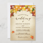 Hochzeit im Herbst Herbst Lights Burlap Twinkle Li Einladung (Vorderseite)