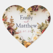 Hochzeit im Herbst Herz-Aufkleber (Vorderseite)