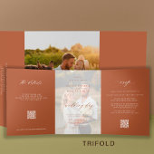 Hochzeit im Herbst im Herbst Foto UAWG QR-Code Dreifach Gefaltete Einladung