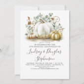 Hochzeit im Herbst Jubiläum von White and Gold Pum Einladung (Vorderseite)