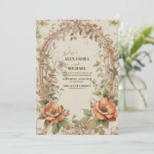 Hochzeit im Herbst Jugendstil von Mucha Einladung (Stehend Vorderseite)