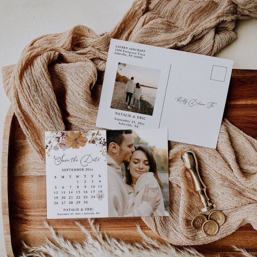 Hochzeit im Herbst Kalender Save the Date Foto Pos Postkarte