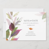 Hochzeit im Herbst Lila Blätter Foto Save the Date (Vorderseite)