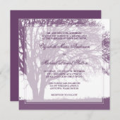 Hochzeit im Herbst Lila Eichenbaume Einladung (Vorne/Hinten)