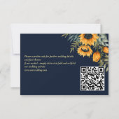 Hochzeit im Herbst Marineblau rustikale Sonnenblum RSVP Karte (Rückseite)