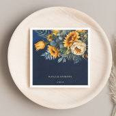 Hochzeit im Herbst Marineblau rustikale Sonnenblum Serviette