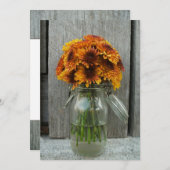 Hochzeit im Herbst Mason Jar Blume & Barnwood Einladung (Vorne/Hinten)