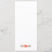 Hochzeit im Herbst Menü Rustikale Korallenblume Go Menükarte (Rückseite)