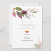 Hochzeit im Herbst mit Lila Blätter Einladung (Vorderseite)