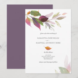 Hochzeit im Herbst mit Lila Blätter Einladung