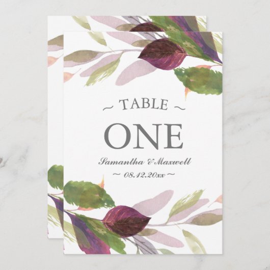 Hochzeit im Herbst mit Lila Foliage Tischnummer (Vorne/Hinten)