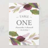 Hochzeit im Herbst mit Lila Foliage Tischnummer (Vorderseite)