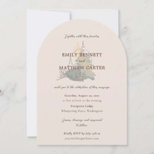 Hochzeit im Herbst Moderne Rustikale Elegante Einf Einladung (Rückseite)