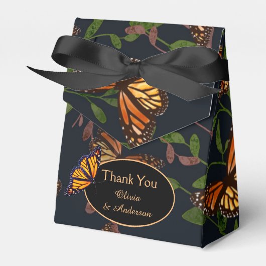 Hochzeit im Herbst Monarch Butterfly Black Gefälli Geschenkschachtel (Vorderseite)