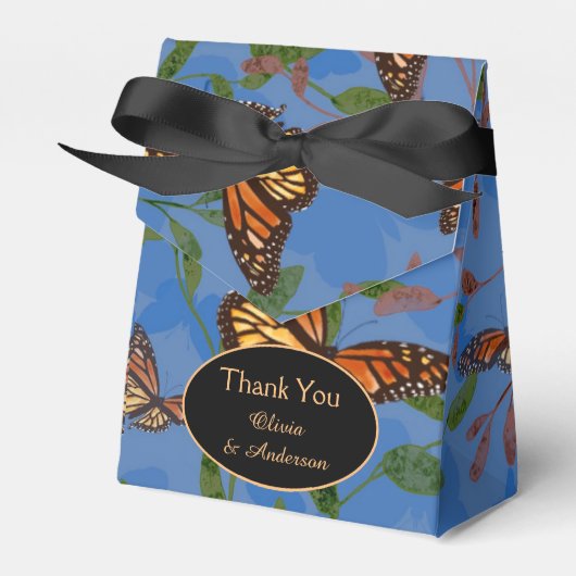 Hochzeit im Herbst Monarch Butterfly Blue Geschenkschachtel (Vorderseite)
