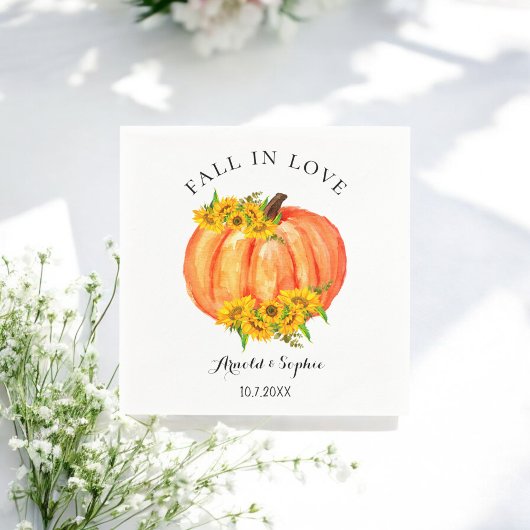 Hochzeit im Herbst Orange Pumpkin Floral Paper Nap Serviette