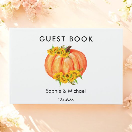 Hochzeit im Herbst Orange Pumpkin Sonnenblume Gästebuch