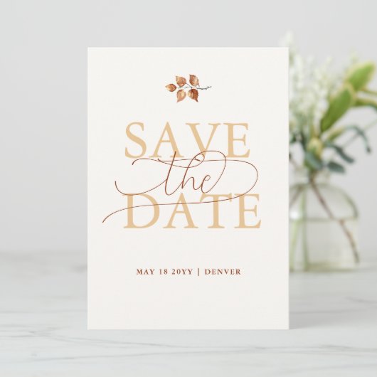 Hochzeit im Herbst Orange Save the Date im Herbst Einladung (Stehend Vorderseite)